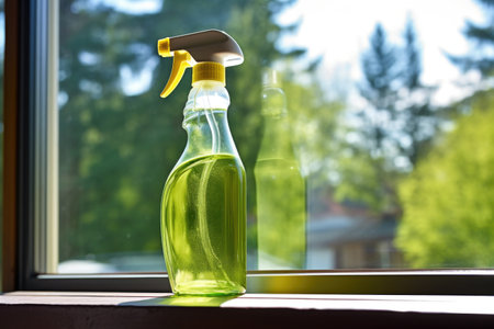 window cleaner made of water, vinegar in spray bottle, created with generative aiの素材