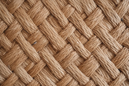 close-up shot of a woven jute rug, created with generative aiの素材