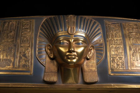 embossed detail of a metallic coffin lid, created with generative aiの素材