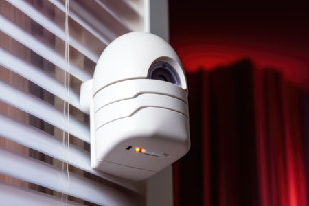 an illuminated infrared sensor from a burglar alarm system, created with generative aiの素材