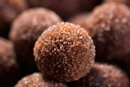 macro shot of the texture of a freshly made date ball, created with generative aiの素材
