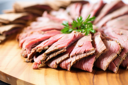 closeup of gyro meat sliced off the rotating spit, created with generative aiの素材