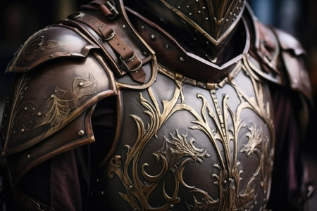 detailed view of a medieval armor set, created with generative aiの素材