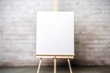 image of a wooden easel with an unfinished canvas, created with generative aiの素材