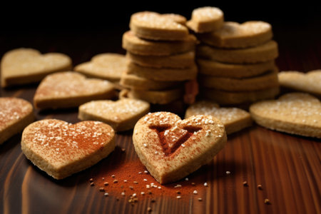 heart shaped cookies with the word love in many languages on top, created with generative aiの素材