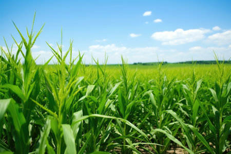 corn crops field for bioethanol production, created with generative aiの素材