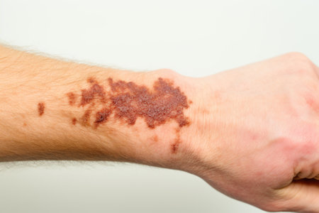dermatitis caused on a forearm due to metal allergy, created with generative aiの素材