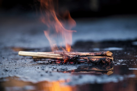 a burnt out match stick on a surface, created with generative aiの素材