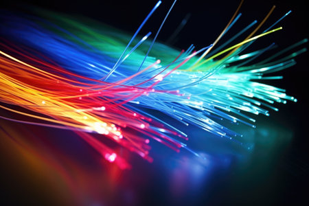 fiber optic cables representing high-speed data transfer, created with generative aiの素材