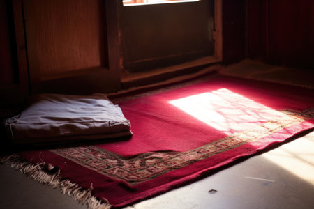 an untouched prayer mat gathering dust in a corner, created with generative aiの素材