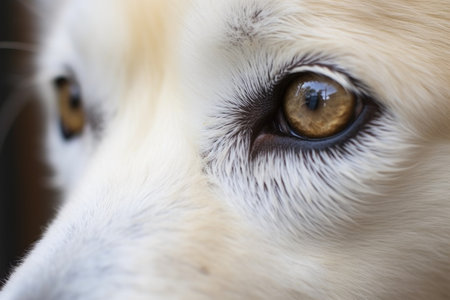 a close up shot of a canines foggy eyes, created with generative aiの素材