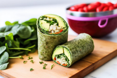 measuring tape around a serving of healthy wrap, created with generative aiの素材