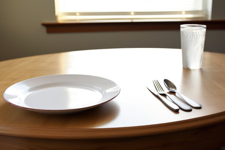 empty plate next to a full plate of food, created with generative aiの素材