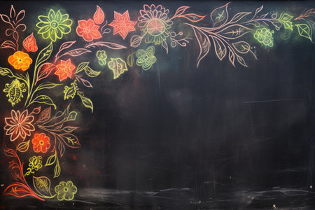 fading chalk drawings on a chalkboard, created with generative aiの素材