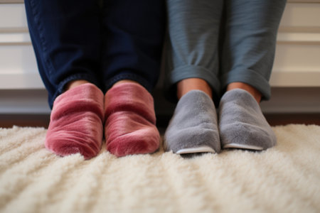 his and hers matching slippers next to each other, created with generative aiの素材