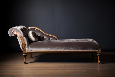 luxurious velvet chaise longue with wooden frame, created with generative aiの素材