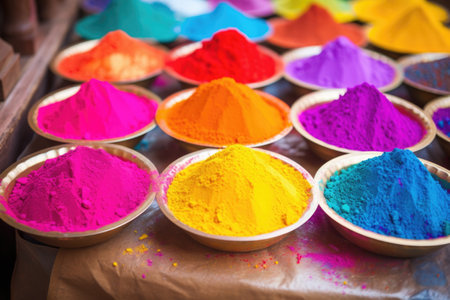 holi festival with scattered colored powders, created with generative aiの素材