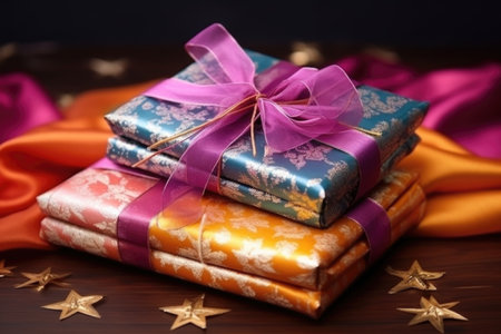 wrapped gifts for diwali celebration, created with generative aiの素材