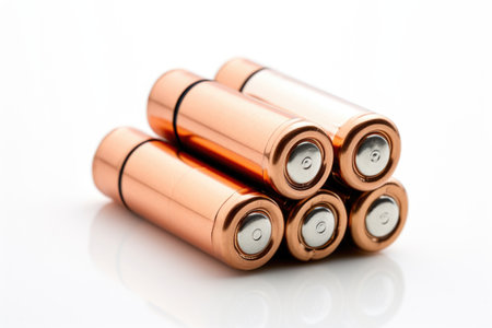 rechargeable batteries against a white background, created with generative aiの素材