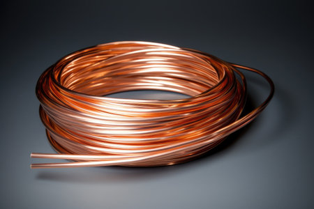 angle view of a copper ethernet cable, created with generative aiの素材