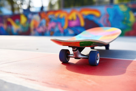 skateboard on a colorful urban skate park, created with generative aiの素材