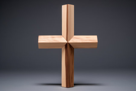 split wooden cross on a simple background, created with generative aiの素材