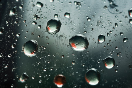 drops of cleaning spray on a grubby piece of glass, created with generative aiの素材