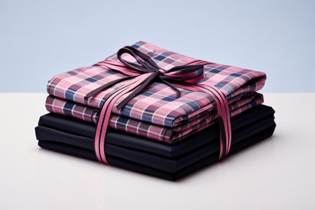 a neatly folded decorative boxing day clothing item on plain background, created with generative aiの素材