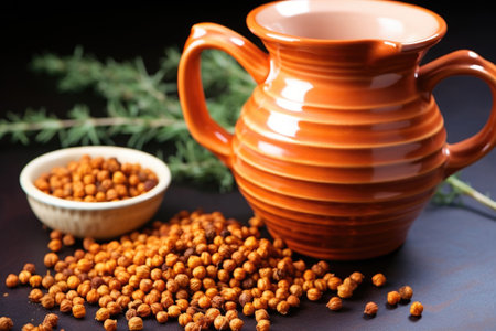 poured out roasted chickpeas from ceramic pitcher, created with generative aiの素材