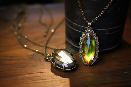 a tarnished necklace next to a shining new one, created with generative aiの素材