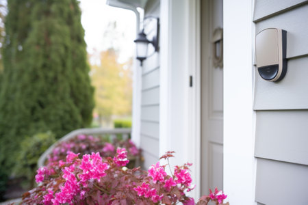 wireless doorbell installed outside of a house, created with generative aiの素材