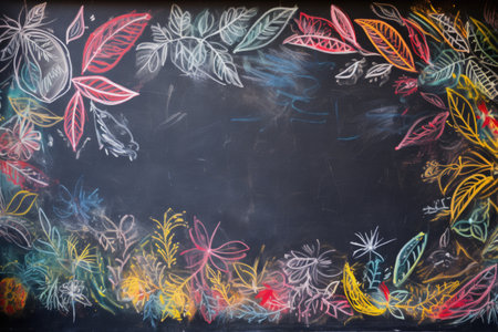 fading chalk drawings on a chalkboard, created with generative aiの素材