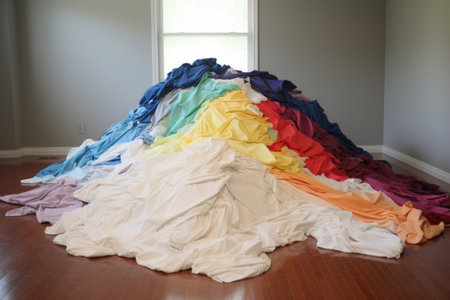 unfolded laundry accumulated over time, created with generative aiの素材