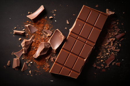 a complete chocolate bar and a half-eaten one side by side, created with generative aiの素材
