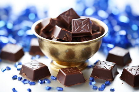 hanukkah gelt chocolates scattered loosely, created with generative aiの素材