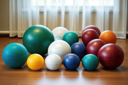 collection of pilates balls of different sizes, created with generative aiの素材