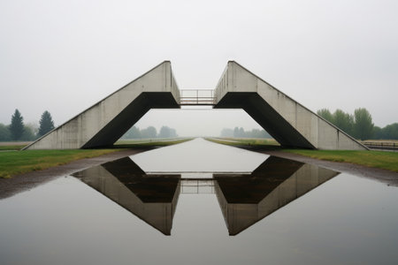 a bridge connecting two pieces of divided land, created with generative aiの素材