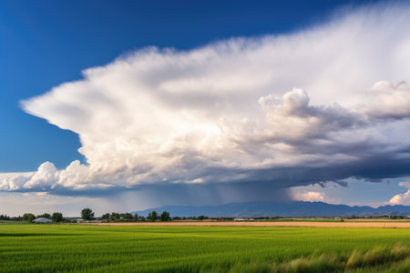 storm clouds covering the rainbow, created with generative aiの素材