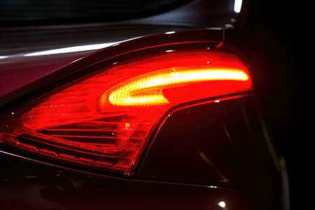 rear brake lights of a car illuminated, created with generative aiの素材