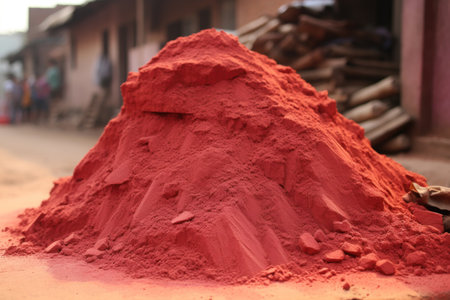 a pile of vermilion used in holi, created with generative aiの素材