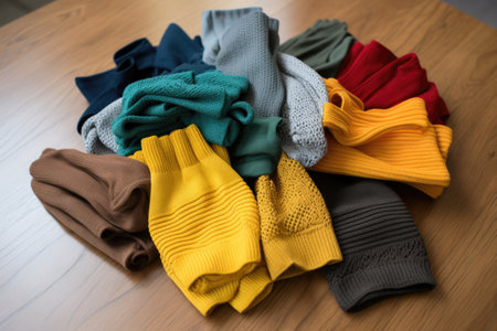 array of gloves and socks made from breathable, soft fabric, created with generative aiの素材