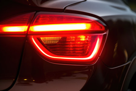 rear brake lights of a car illuminated, created with generative aiの素材