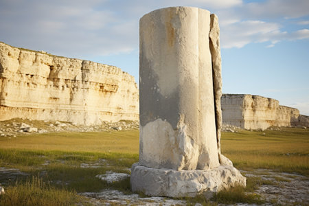 image of a limestone pillar marking national territory, created with generative aiの素材