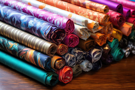 a variety of colorful wrapping papers rolled up together, created with generative aiの素材