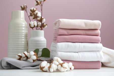 collection of cotton clothing, beneficial for sensitive skin, created with generative aiの素材