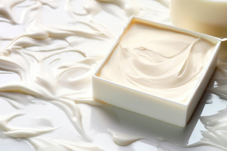 moisturizing cream smeared onto a ceramic tile, created with generative aiの素材
