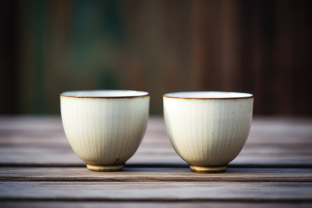 two tea cups side by side, indicating harmony, created with generative aiの素材