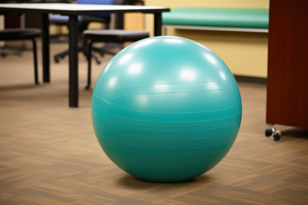 a picture of a stability ball as seating option, created with generative aiの素材