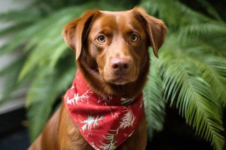 a pet bandana embroidered with adopted and loved, created with generative aiの素材
