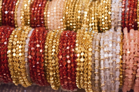 piles of anklet chains waiting for stone setting, created with generative aiの素材